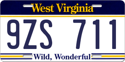 WV license plate 9ZS711
