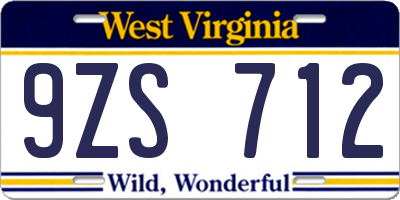 WV license plate 9ZS712