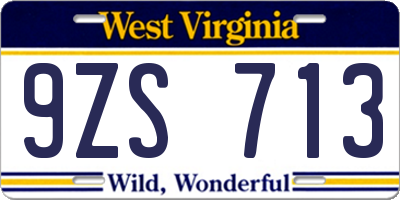 WV license plate 9ZS713