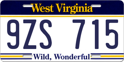 WV license plate 9ZS715