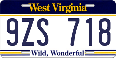 WV license plate 9ZS718