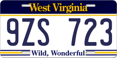 WV license plate 9ZS723