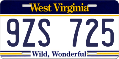 WV license plate 9ZS725