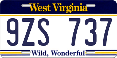 WV license plate 9ZS737