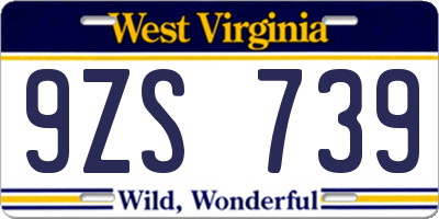 WV license plate 9ZS739
