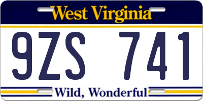 WV license plate 9ZS741