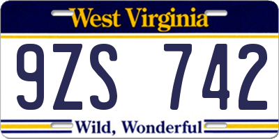 WV license plate 9ZS742