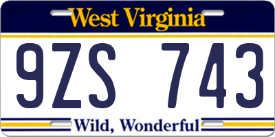 WV license plate 9ZS743