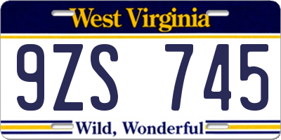 WV license plate 9ZS745