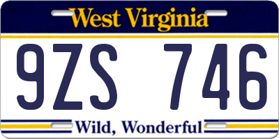 WV license plate 9ZS746