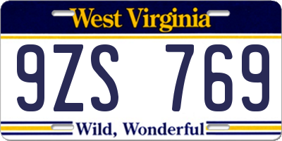 WV license plate 9ZS769