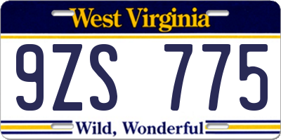 WV license plate 9ZS775