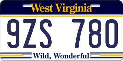 WV license plate 9ZS780