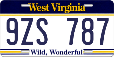 WV license plate 9ZS787