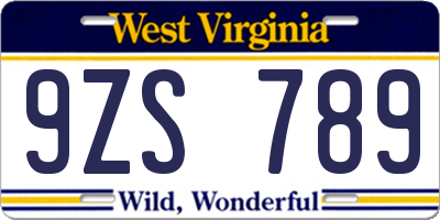 WV license plate 9ZS789