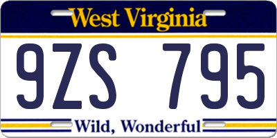 WV license plate 9ZS795