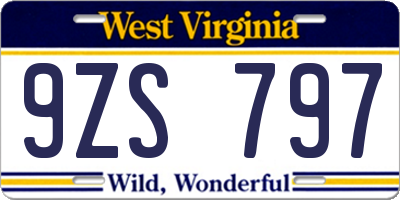 WV license plate 9ZS797