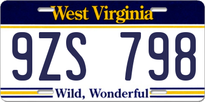 WV license plate 9ZS798