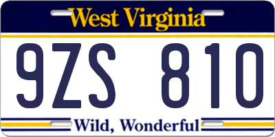 WV license plate 9ZS810