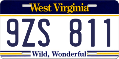 WV license plate 9ZS811