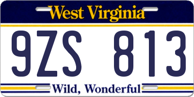 WV license plate 9ZS813