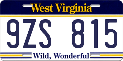 WV license plate 9ZS815