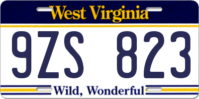WV license plate 9ZS823