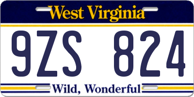 WV license plate 9ZS824