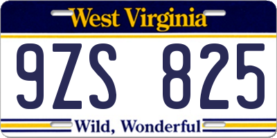 WV license plate 9ZS825
