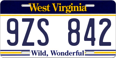 WV license plate 9ZS842