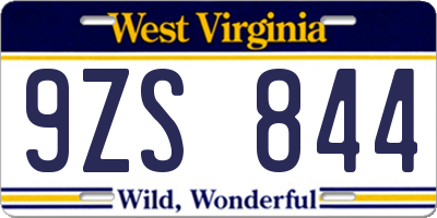 WV license plate 9ZS844