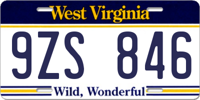 WV license plate 9ZS846