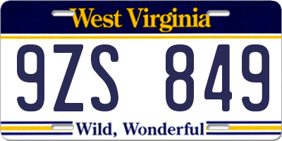 WV license plate 9ZS849