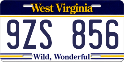 WV license plate 9ZS856