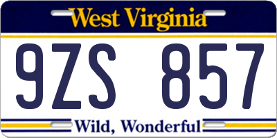 WV license plate 9ZS857