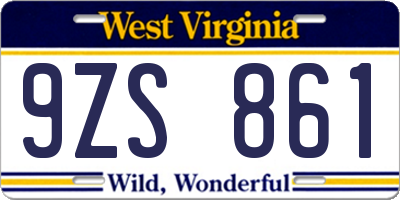 WV license plate 9ZS861