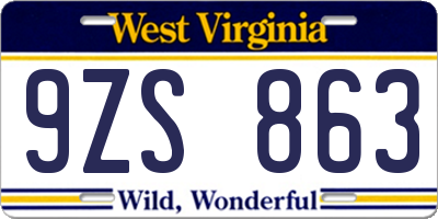 WV license plate 9ZS863