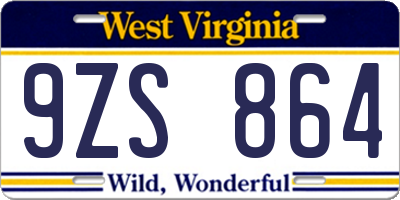 WV license plate 9ZS864