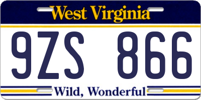 WV license plate 9ZS866
