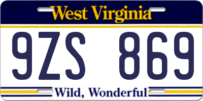 WV license plate 9ZS869
