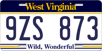 WV license plate 9ZS873