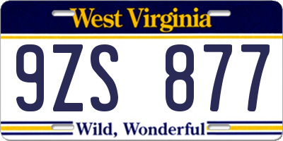 WV license plate 9ZS877