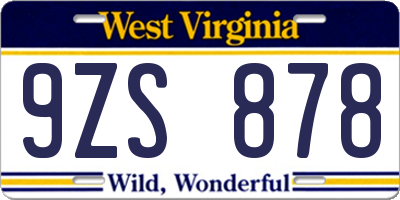 WV license plate 9ZS878