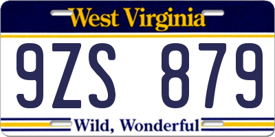 WV license plate 9ZS879