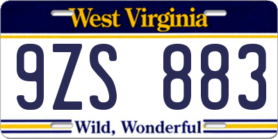 WV license plate 9ZS883