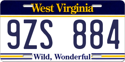 WV license plate 9ZS884