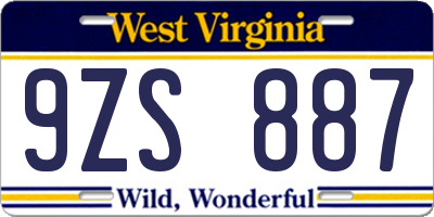 WV license plate 9ZS887