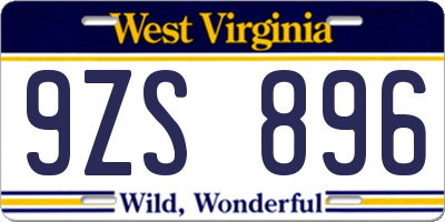 WV license plate 9ZS896