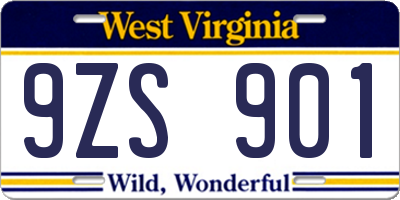 WV license plate 9ZS901