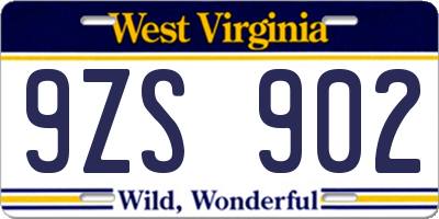 WV license plate 9ZS902